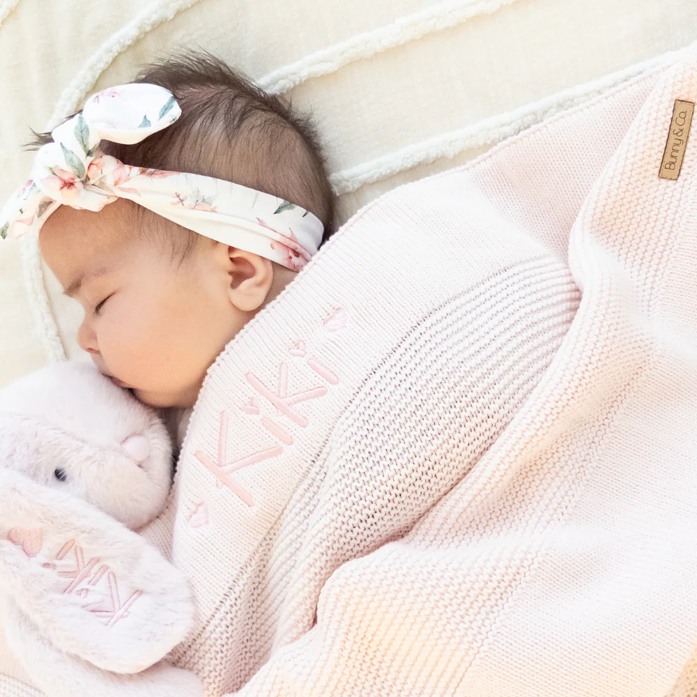 Personalised Baby Blanket - Light Pink Knit - Image 5