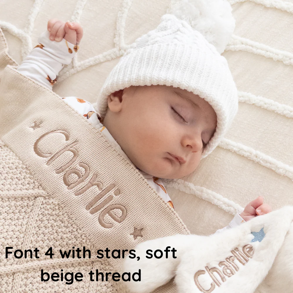 Personalised Diamond Knit Baby Blanket - Oatmeal - Image 6