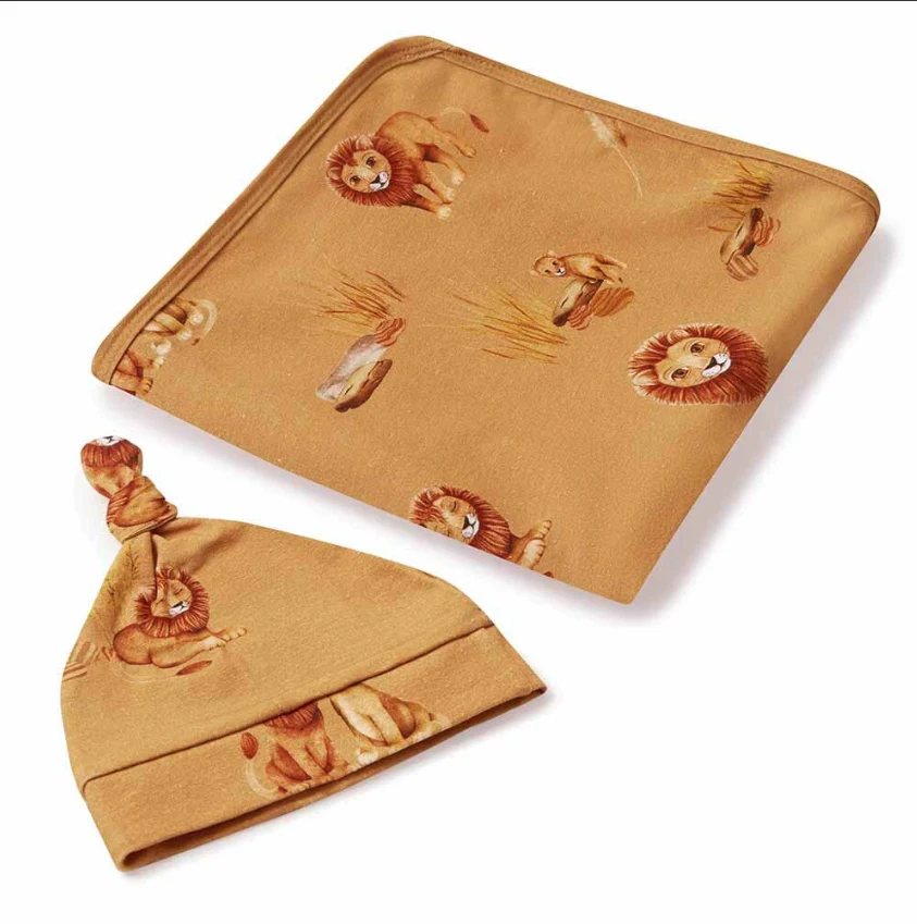 Snuggle Hunny Jersey Wrap & Beanie Set | Roar - Image 3